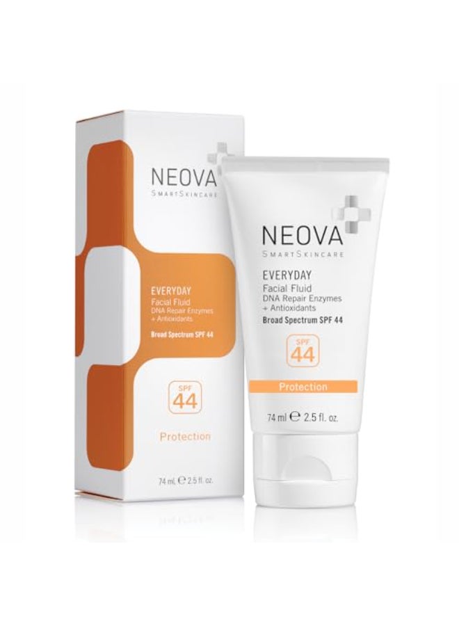 NEOVA SmartSkincare Facial Sunscreen Everyday Facial Fluid 25 fl Oz Broad Spectrum SPF 44 Hybrid Sun Defense Oil Free Non Comdogenic - Image 1
