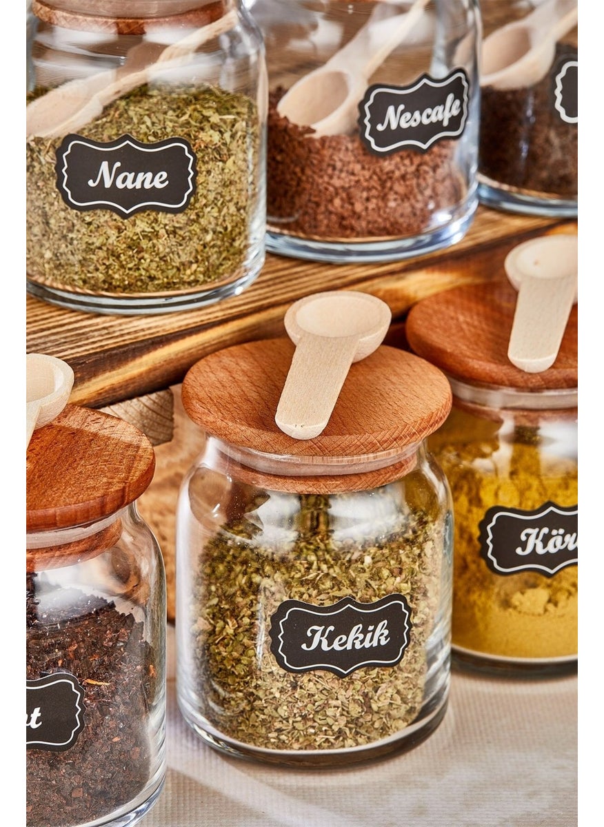 Fbz Home 300 ml 12 Jars with Wooden Lids and 12 Mini Spice Spoons 24 Piece Spice Set  - Image 2