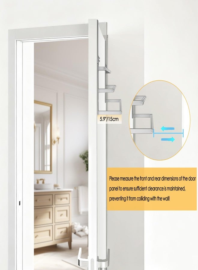 VOTZAAQ 24Inch Brushed Nickel Over The Door Towel Rack, VOTZAAQ Stainless Steel Over Door Towel Holder, Door Towel Hanger with 3 Tier Towel Bars, Over Door Towel Storage for Bathroom - Image 2