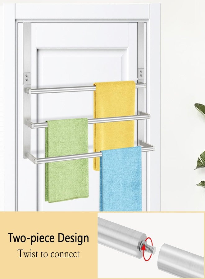 VOTZAAQ 24Inch Brushed Nickel Over The Door Towel Rack, VOTZAAQ Stainless Steel Over Door Towel Holder, Door Towel Hanger with 3 Tier Towel Bars, Over Door Towel Storage for Bathroom - Image 3