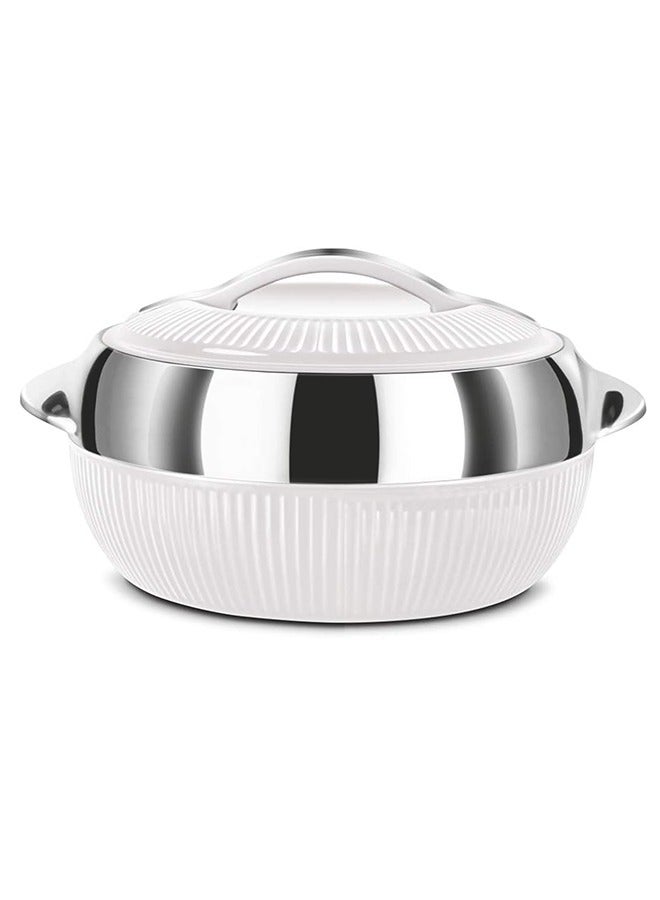 A TO Z Lavenna Feasta Large Insulated Hot Pot – 6500ml, Double-Walled Stainless Steel, PU Insulated Casserole, BPA-Free, Food Safe, Keeps Food Hot & Fresh for Hours, Easy Carry Handle, Elegant Design – Pearl White - Image 1