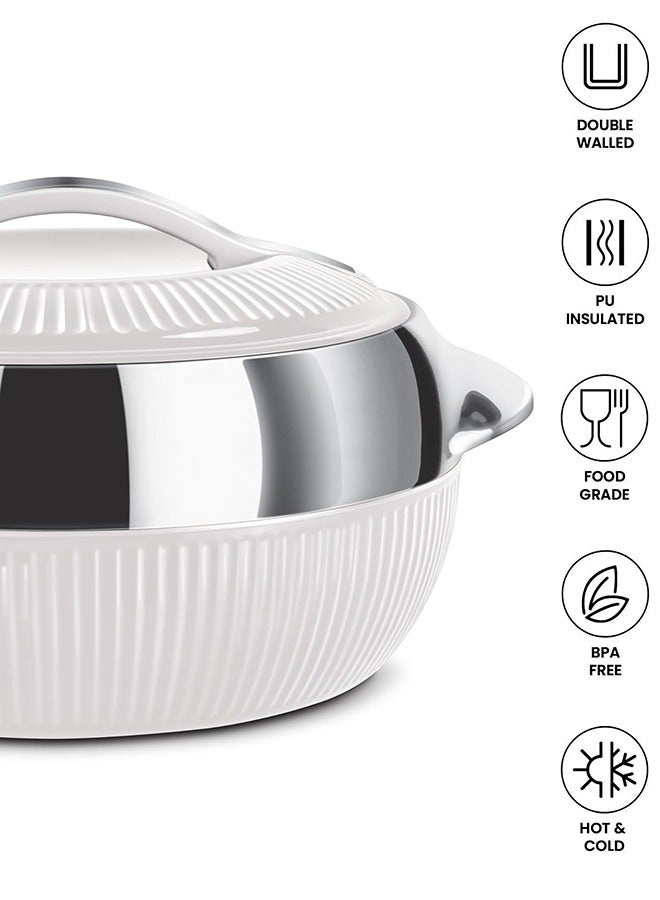 A TO Z Lavenna Feasta Large Insulated Hot Pot – 6500ml, Double-Walled Stainless Steel, PU Insulated Casserole, BPA-Free, Food Safe, Keeps Food Hot & Fresh for Hours, Easy Carry Handle, Elegant Design – Pearl White - Image 4