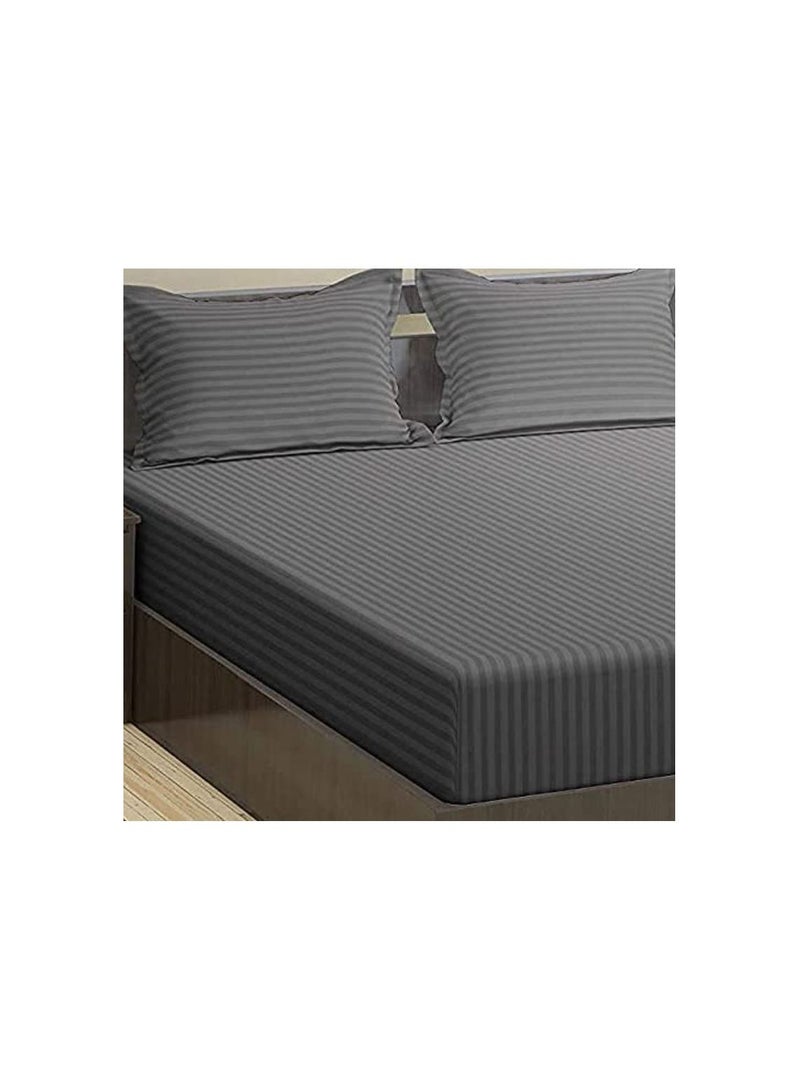 Stripe King 4 Pcs Fitted Sheet Set - Lightweight and Soft 90 GSM Includes One Fitted Sheet One Bed Sheet and Two Pillow Cases