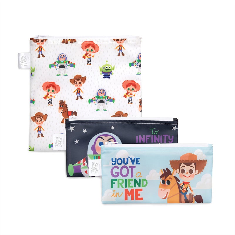 Bumkins Sandwich BagsSnack Bags, Disney Reusable, Washable, Food Safe, BPA Free, Toy Story, Pack of 3 - Image 1