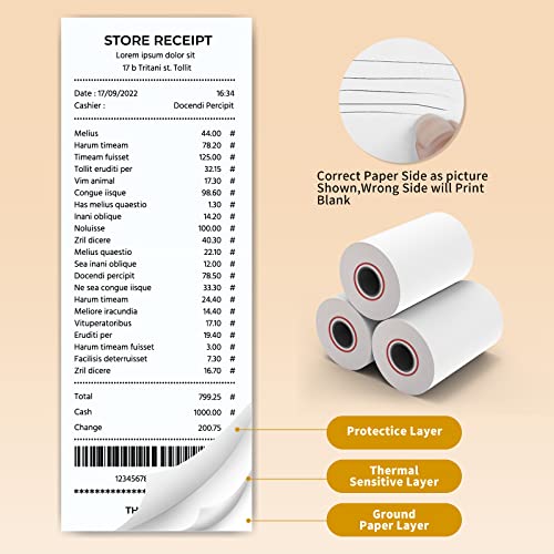 MFLABEL® 50 Rolls Thermal Paper (2 1/4" x 85') - POS Receipt Rolls for Cash Register, Credit Card Terminal, Square Reader, Clover & More | High-Sensitivity 48g Thermal Paper, BPA-Free, Sharp Print - Image 5