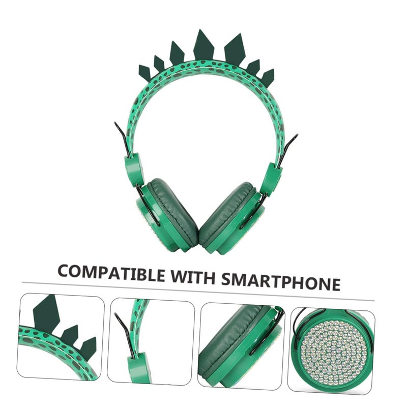 Dinosaur Rhinestone Headphones With Mic For Kids Soft Comfortable Earmuffs - Image 3
