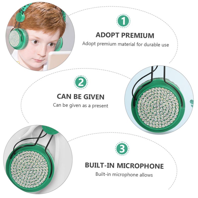 Dinosaur Rhinestone Headphones With Mic For Kids Soft Comfortable Earmuffs - Image 5