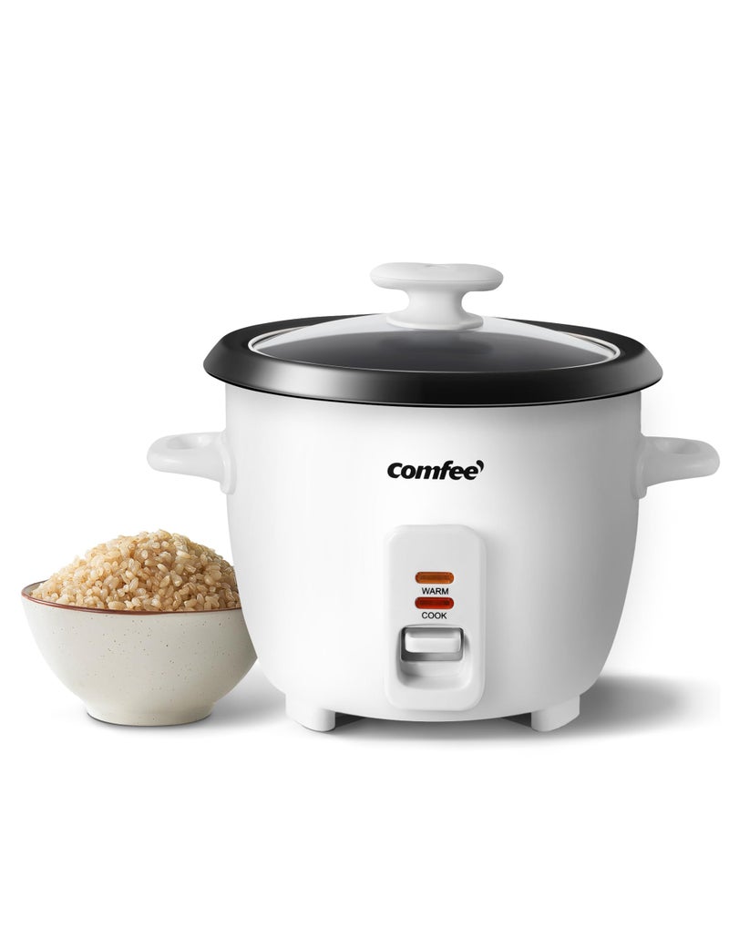 Comfee' COMFEE ' 6 Cup/3 Cup Uncooked Rice Cooker - Removable Non-Stick Bowl for Soups, Stews, Beans and Oatmeal, One Touch, White - Image 1