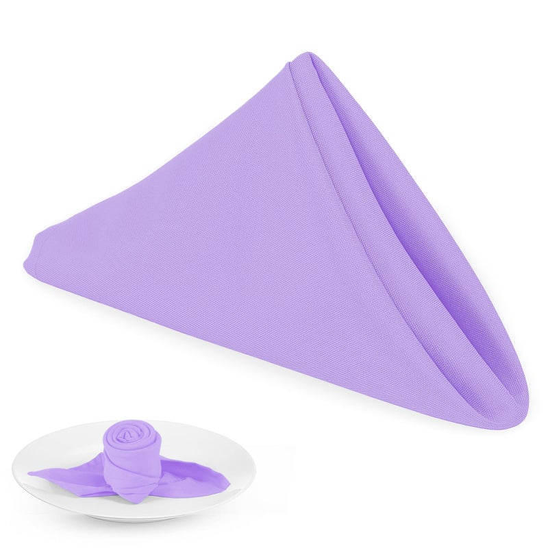 PLOYMONO Lavender Heavy Duty Cloth Napkins 17 x 17 Inch Solid Washable Polyester Dinner Napkins Set of 8 Napkins with Hemmed Edges Great for Weddings Parties Spring Easter Summer More