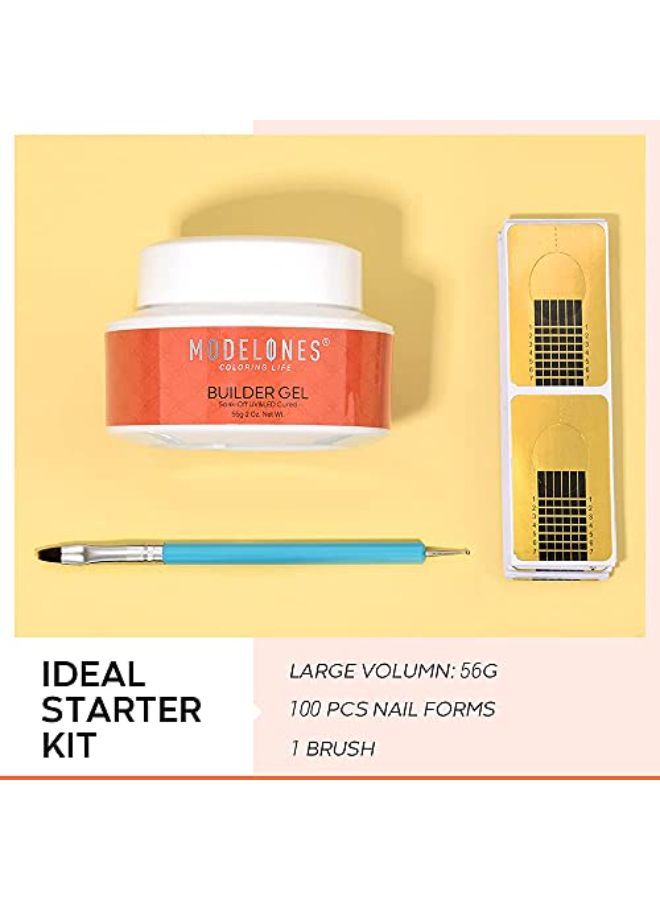 modelones Builder Nail Gel - 2Oz Clear Hard Gel For Nails, Nail Extension Gel Nail Kit Acrylic Gel Nail Strengthen Gel Nail Art Manicure Set With 100Pcs Nail Forms And Dual-Use Acrylic Nail Brush Professional Diy At Home - Image 3