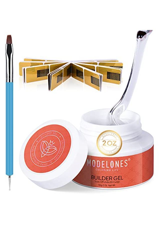 modelones Builder Nail Gel - 2Oz Clear Hard Gel For Nails, Nail Extension Gel Nail Kit Acrylic Gel Nail Strengthen Gel Nail Art Manicure Set With 100Pcs Nail Forms And Dual-Use Acrylic Nail Brush Professional Diy At Home - Image 1