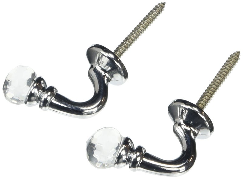 Speedy Accessories Crystal Palma Curtain Tie Back Hooks WoodStone Chrome 45 x 25 x 105 cm