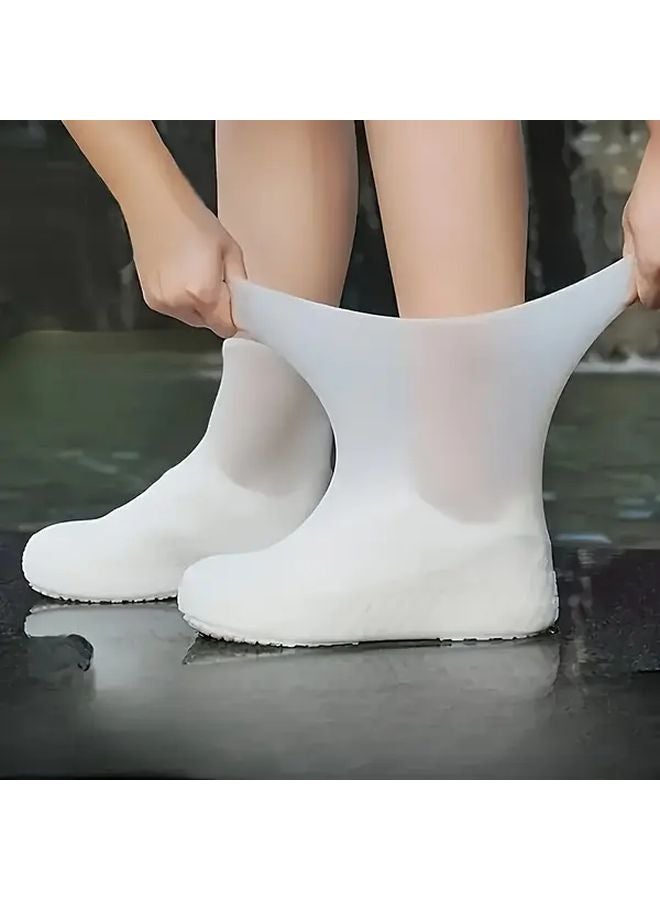 White Waterproof Anti Slip Wear Resistant Portable Shoes for Cycling and Rainy Days - Image 4
