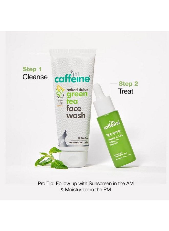 MCaffeine - Green Tea & Vitamin C Daily Face Glow Duo With Face Wash And Face Serum ; Cleanses Reduces Dark Spots & Pigmentation ; 2 Step Daily Routine For Women & Men ; 130Ml - Image 1