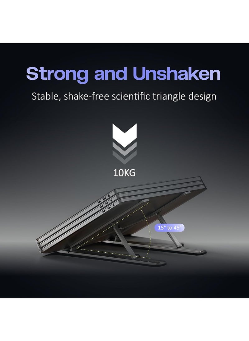 Tygot - 6 Angles Adjustable Aluminum Ergonomic Foldable Portable Laptop Desktop Riser Stand Holder Compatible with All Notebooks Grey - Image 1