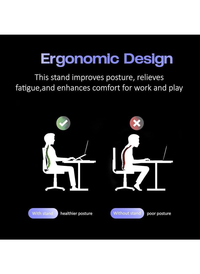 Tygot - 6 Angles Adjustable Aluminum Ergonomic Foldable Portable Laptop Desktop Riser Stand Holder Compatible with All Notebooks Grey - Image 1