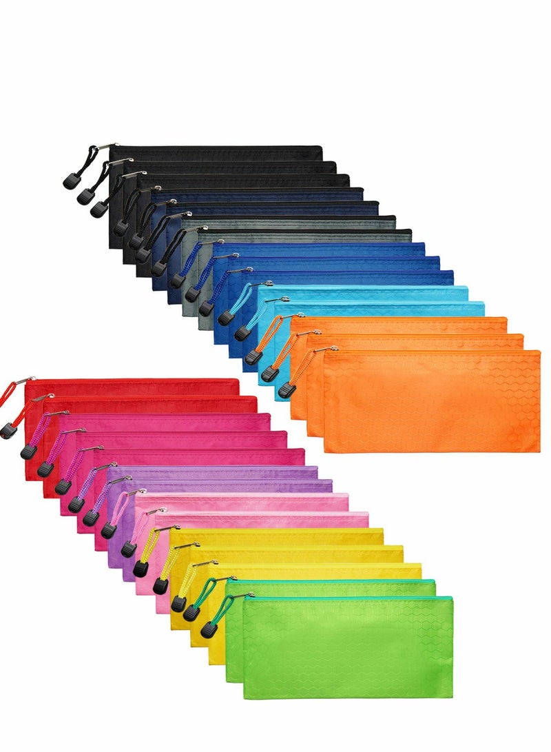 29Pcs Waterproof Zipper Pencil Pouches - Versatile Travel Bags for Office Supplies & Cosmetics in 12 Vibrant Colors - Image 1