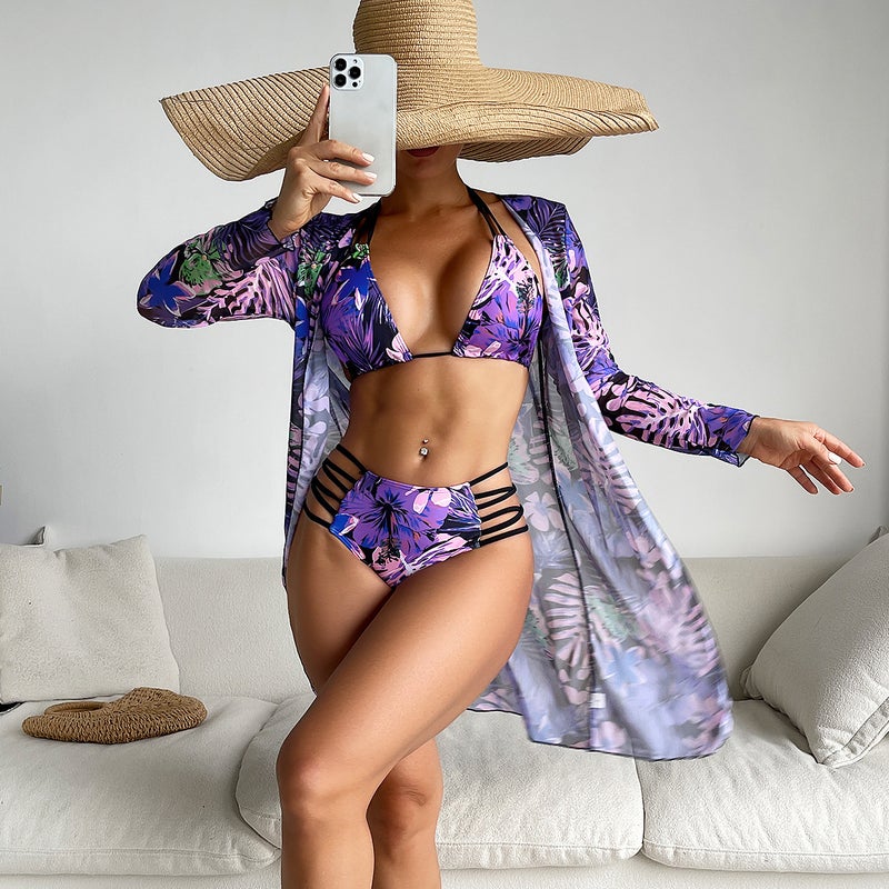 Mingwan Multi-Color Printed Fashion Bikini Bikini Three-Piece Women'S Swimsuit - Image 4
