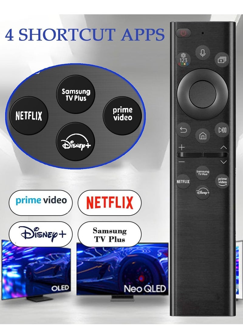 Solar Powered Voice Remote Control Compatible with Samsung TV Frame with Rechargeable Solar Cell, Compatible with Samsung 2021-2022 Neo LED Smart 4K UHD TV (BN59-01385A) with battery
