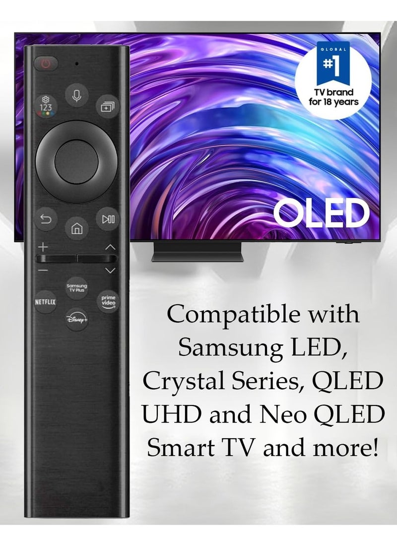 Solar Powered Voice Remote Control Compatible with Samsung TV Frame with Rechargeable Solar Cell, Compatible with Samsung 2021-2022 Neo LED Smart 4K UHD TV (BN59-01385A) with battery