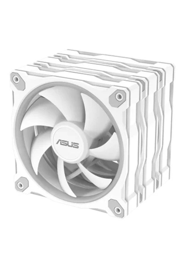 ASUS Prime MR120 ARGB 120mm PWM Sleeve Bearing Fan Triple Pack, 1600 RPM, 58 CFM Airflow, 1.7 mm H₂O Static Pressure, 21 dB(A) Noise, 20 Addressable Dual-Sided RGB LEDs, Aura Sync Compatible, White | 90DA00I3-B09020 - Image 5
