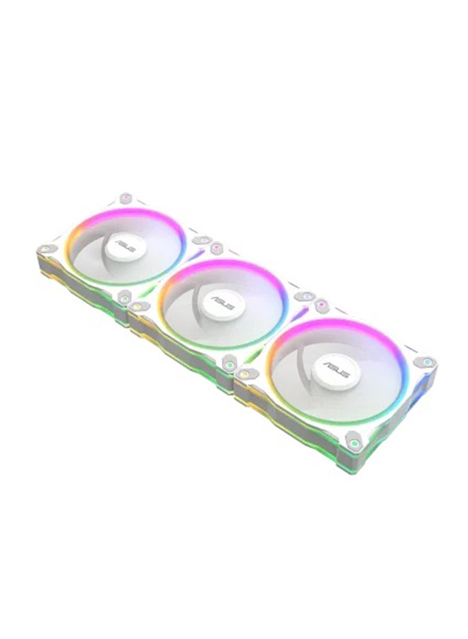 ASUS Prime MR120 ARGB 120mm PWM Sleeve Bearing Fan Triple Pack, 1600 RPM, 58 CFM Airflow, 1.7 mm H₂O Static Pressure, 21 dB(A) Noise, 20 Addressable Dual-Sided RGB LEDs, Aura Sync Compatible, White | 90DA00I3-B09020 - Image 4