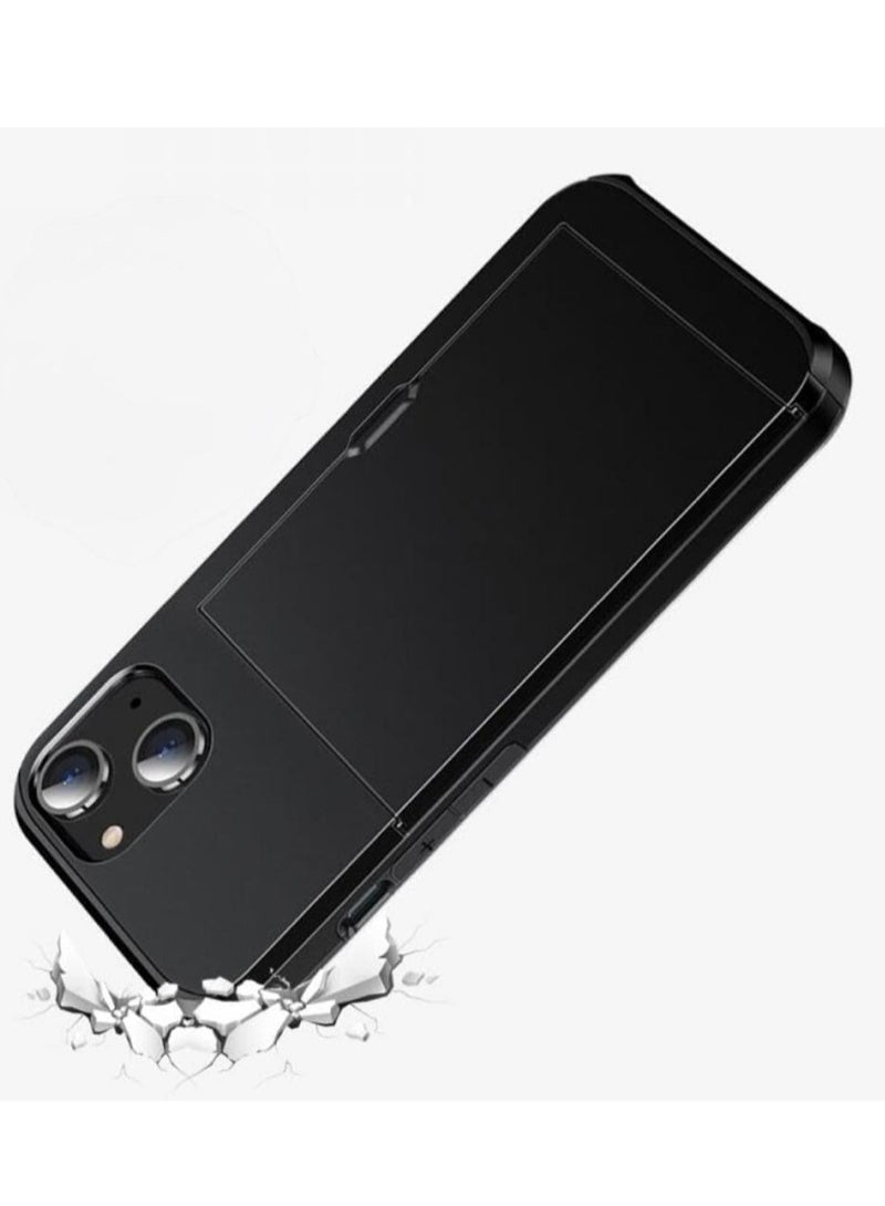 GULFLINK iPhone 15 Case with Card Holder Heavy Duty Protective Dual Layer Shockproof Hidden Card Slot Wallet Case Black  - Image 2