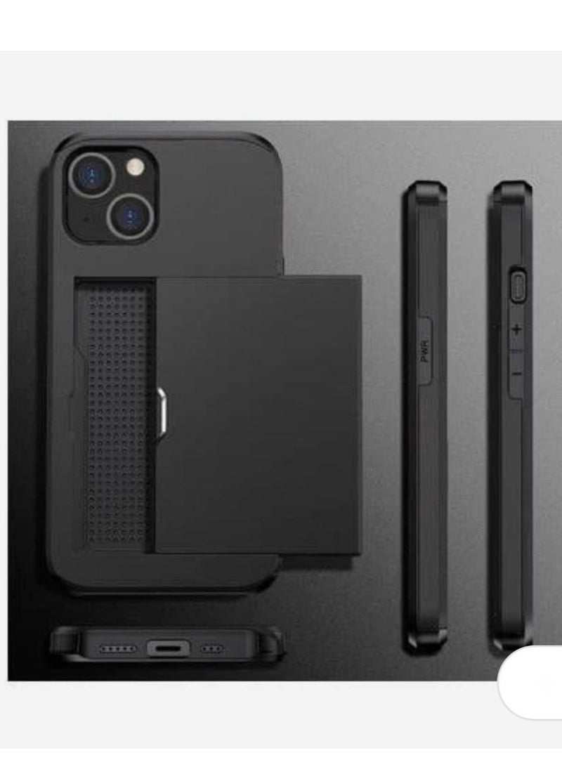 GULFLINK iPhone 15 Case with Card Holder Heavy Duty Protective Dual Layer Shockproof Hidden Card Slot Wallet Case Black  - Image 5