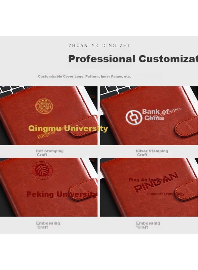 Longe Business Notebook B5 Thickened Notebook Leather Surface Diary Notebook Set Leather Office Meeting Record Book Customizable - Image 3