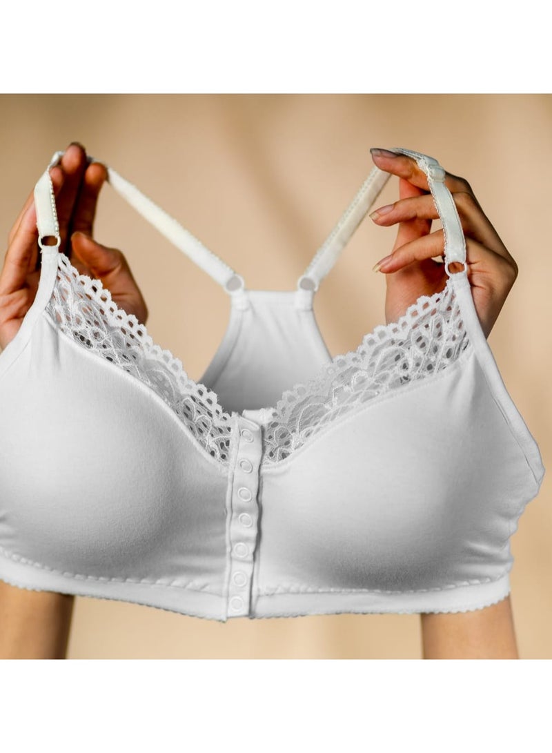 YOUNG WEAR Young underwear | Women's Push Up Lace Front Open Bra 4004 (Pack of 1) White  - Image 3