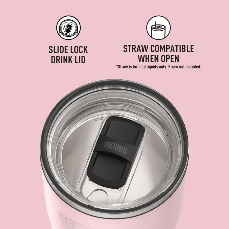 THERMOS THERMOS ICON SERIES Stainless Steel Cold Tumbler with Slide Lock  24 Ounce  Sunset Pink  - Image 4