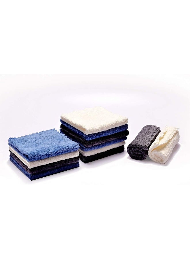 Kyapoo Baby Washcloths 12 Pack 12x12 Inches Microfiber Coral Fleece Extra Absorbent and Soft for Newborns, Infants and Toddlers-3 White, Gray, Blue - Image 2