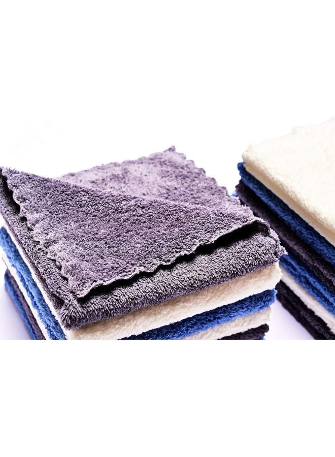 Kyapoo Baby Washcloths 12 Pack 12x12 Inches Microfiber Coral Fleece Extra Absorbent and Soft for Newborns, Infants and Toddlers-3 White, Gray, Blue - Image 3
