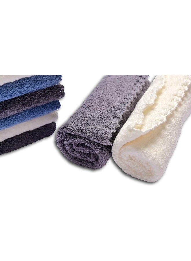 Kyapoo Baby Washcloths 12 Pack 12x12 Inches Microfiber Coral Fleece Extra Absorbent and Soft for Newborns, Infants and Toddlers-3 White, Gray, Blue - Image 5