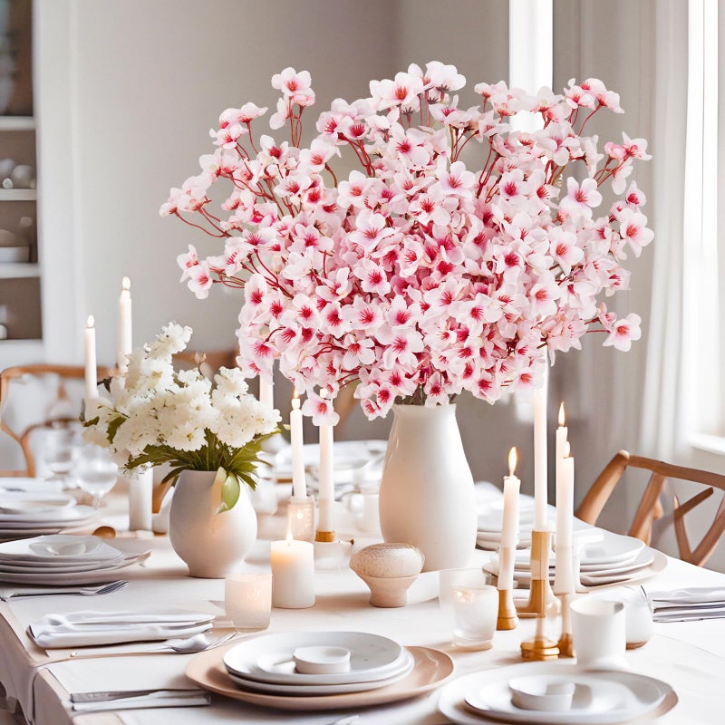 Ruidazon Artificial Cherry Blossom Branches, 12 Pcs Faux Silk Cherry Blossom Flowers Fake Spring Cherry Blossom Floral Stems for Vase Wedding Table Centerpieces Indoor Home Decor - Image 3