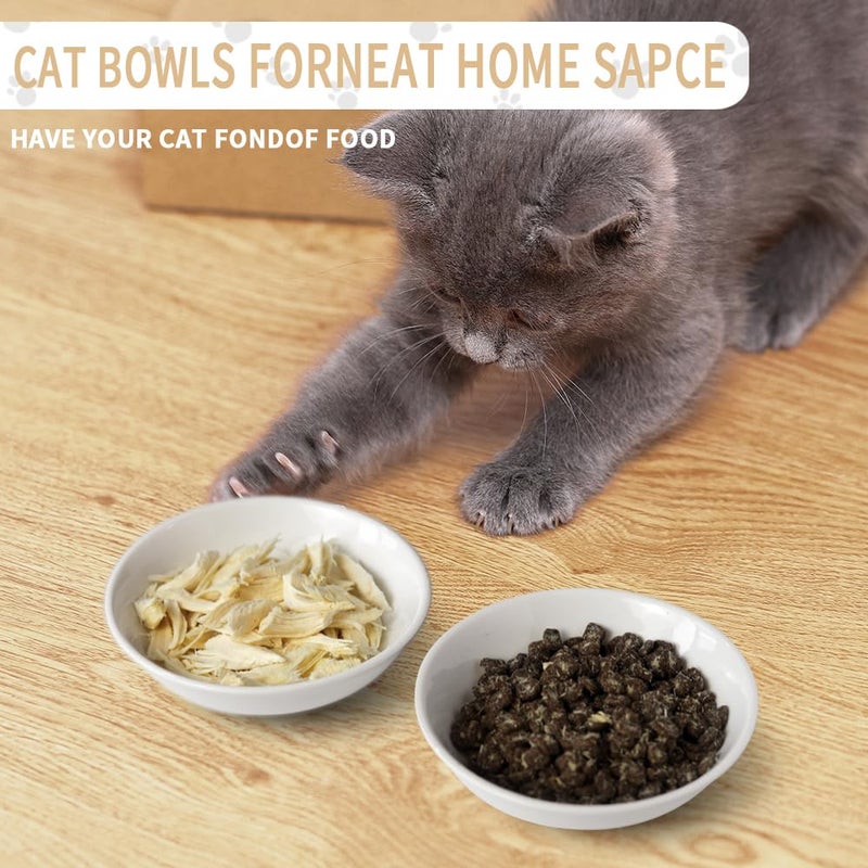 HAPPY KIT 2pcs Little Cat Bowls,5Inch Cat Food Bowl for Indoor Cats,Cute Kittens Plate/Dish/Dishes Set with Non-Slip Relief of Whisker Fatigue for Kitten - Microwave and Dishwasher Safe - Image 3