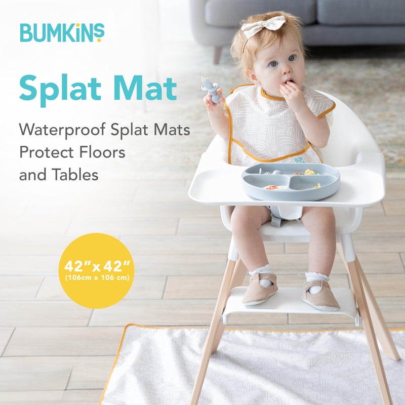 Bumkins Baby Splat Mat for Under High Chair, Babies Toddlers Eating Mess Mat, Waterproof Reusable Cloth for Arts and Crafts, Playtime Mat for Kids, Floors or Tables, Fabric 42inx42in, Desert Boho - Image 2