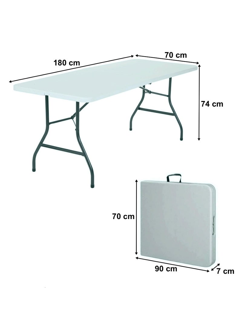 HEXAR Heavy Duty Multipurpose Folding Table Portable Folding Table Picnic Dining table Centerfold Ideal for Crafts Outdoor Events Light and Durable Convenient Carry Handle (L180 x W70 x H74 CM)  - Image 2