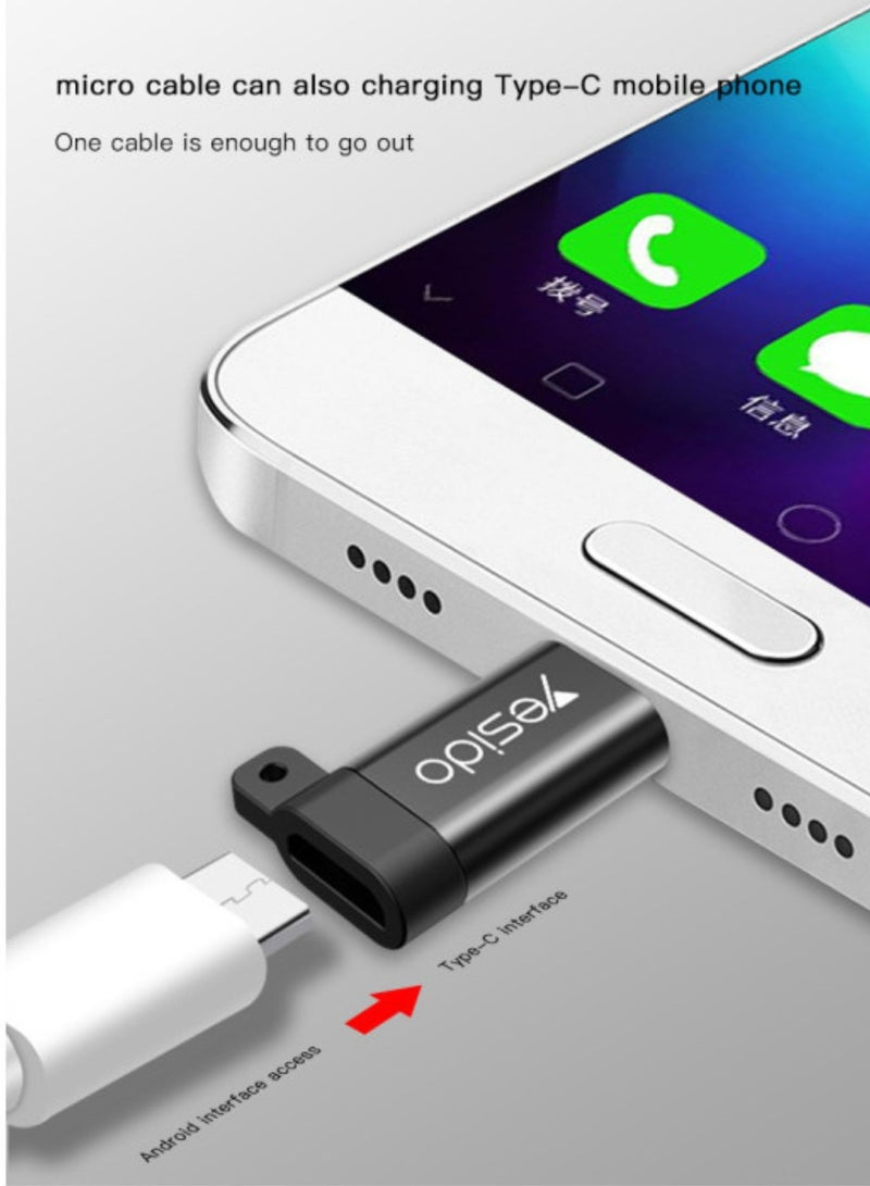 GS04 Micro إلى Type-C سهل الحمل بتصميم حبل حميم صغير OTG محول شحن ناقل الحركة