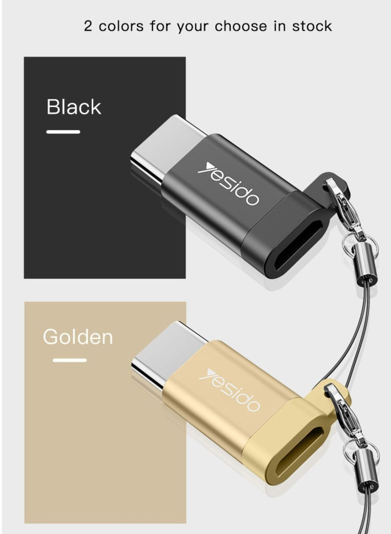GS04 Micro إلى Type-C سهل الحمل بتصميم حبل حميم صغير OTG محول شحن ناقل الحركة