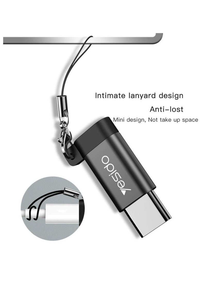 GS04 Micro إلى Type-C سهل الحمل بتصميم حبل حميم صغير OTG محول شحن ناقل الحركة