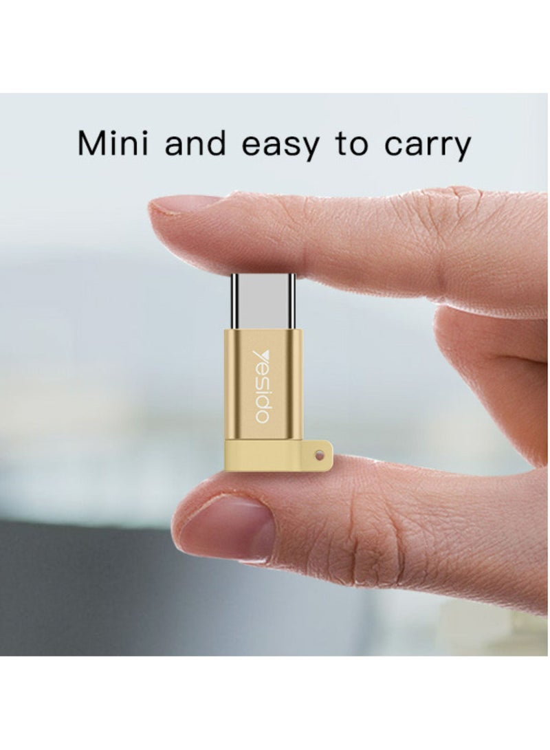 GS04 Micro إلى Type-C سهل الحمل بتصميم حبل حميم صغير OTG محول شحن ناقل الحركة