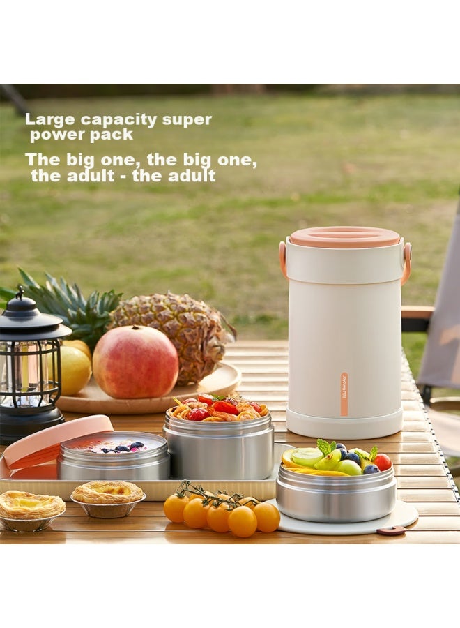 Joyoung Insulated Food Container, 304 Stainless Steel Lunch Box, 1.8l Large Capacity, Vacuum Insulated Bento Box, For Students And Office Workers, White - Image 2