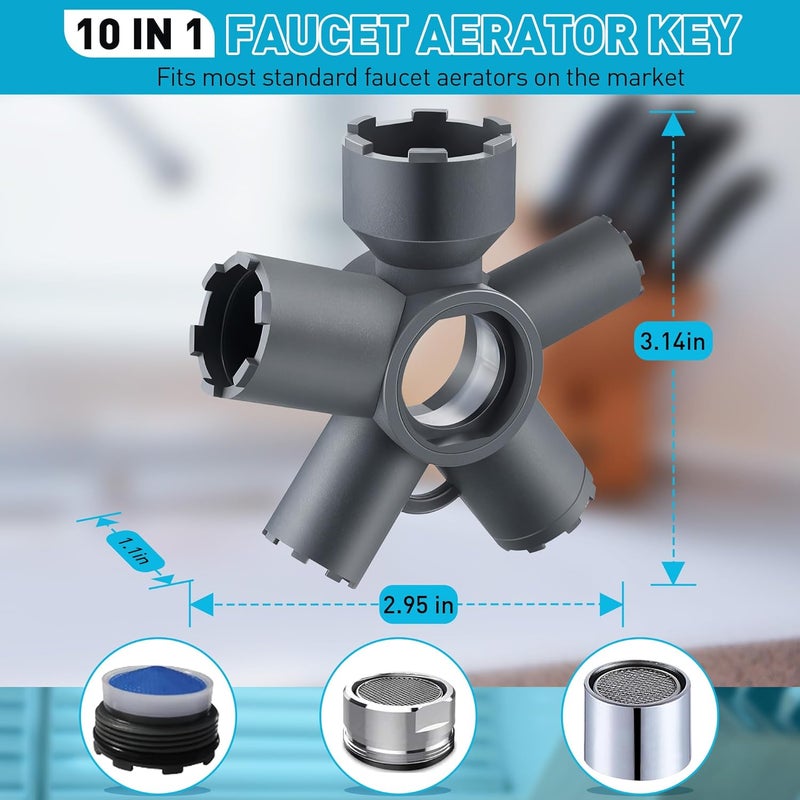 Enhon 10 In 1 Faucet Aerator Key for Sink Faucet Aerator Removal Tool, Screen Removal Tool (Cut Edge & Round), M16.5/M21.5/M22/M24/M28, Ideal Repairs Replacement for Bathroom - Image 2