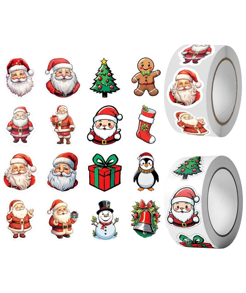 BharatBazaar Christmas Decoration Stickers, Santa Stickers Christmas Sticker for Holiday Crafts, Gift Wrapping, 1000 Adhesive Labels in 2 Rolls - Image 1