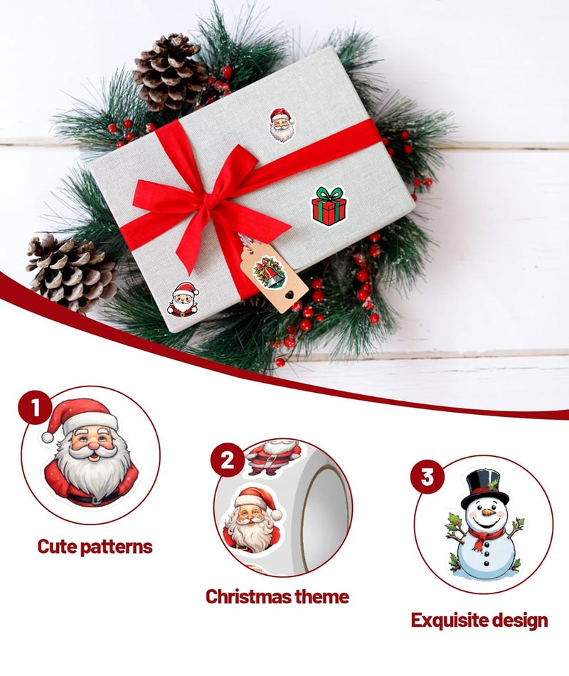 BharatBazaar Christmas Decoration Stickers, Santa Stickers Christmas Sticker for Holiday Crafts, Gift Wrapping, 1000 Adhesive Labels in 2 Rolls - Image 2