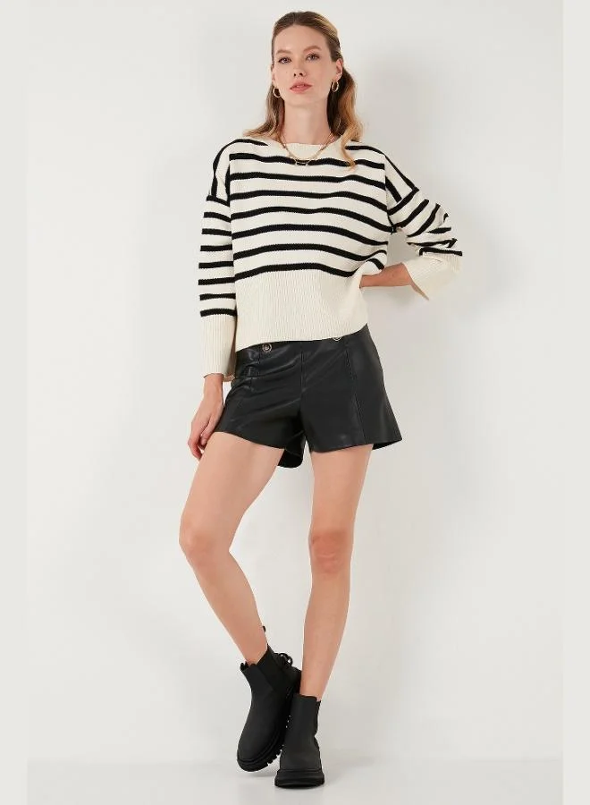 Lela Lela Relaxed Fit Striped Short Front Long Back Sweater Women's SWEATER 4616174