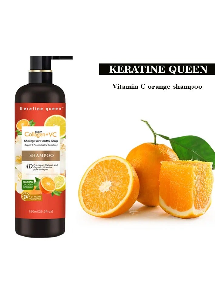 Generic keratin queen Hair Shampoo and Conditioner Set Pure Vitamin c orange hair shampoo  - Image 3
