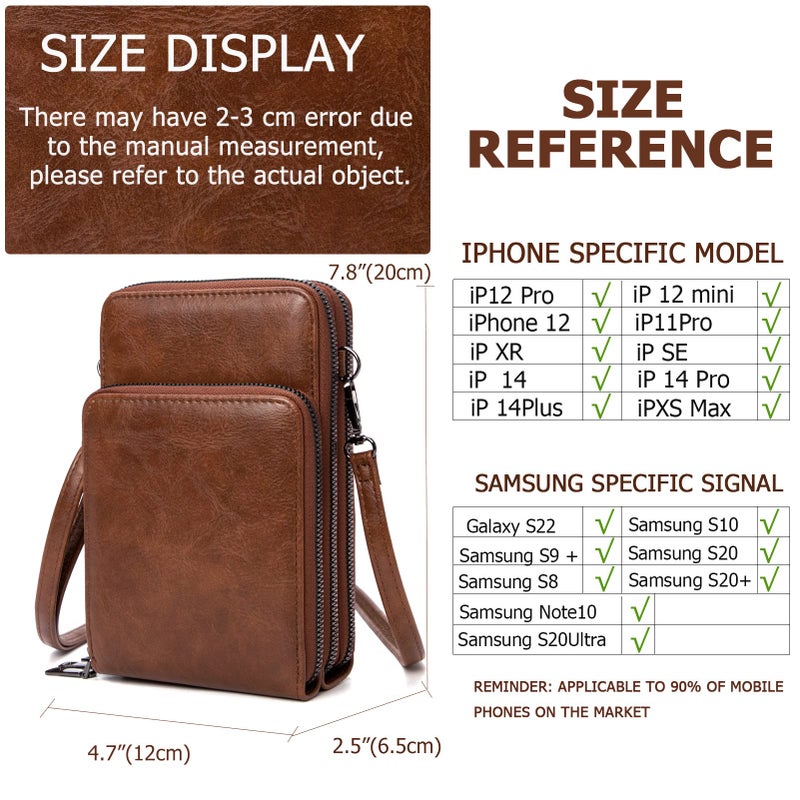 My Friday myfriday Small Crossbody Cell Phone Bags for Women, Leather Shoulder Handbags and Purses with 6 Card slots (B-coffee) - Image 2