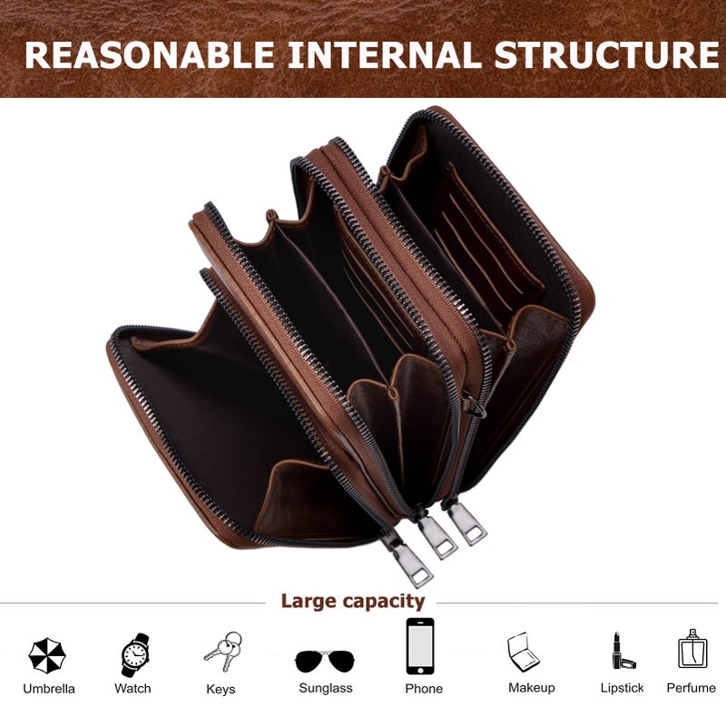 My Friday myfriday Small Crossbody Cell Phone Bags for Women, Leather Shoulder Handbags and Purses with 6 Card slots (B-coffee) - Image 3
